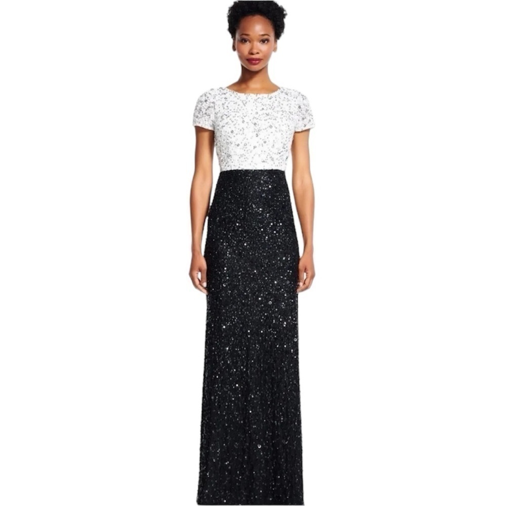 Adriana Papel Sequined Evening Gown Like New Sz 2P